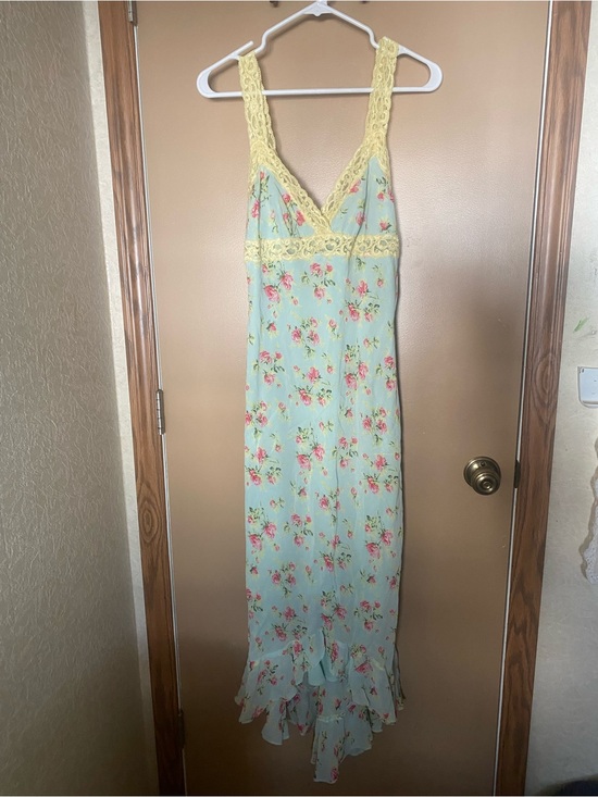 Betsey Johnson Dresses & Skirts - Betsey Johnson Mint Slip Dress with Yellow Lace Trim